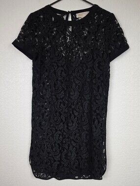 Michael Kors Black Lace Overlay & Slip Mini Dress